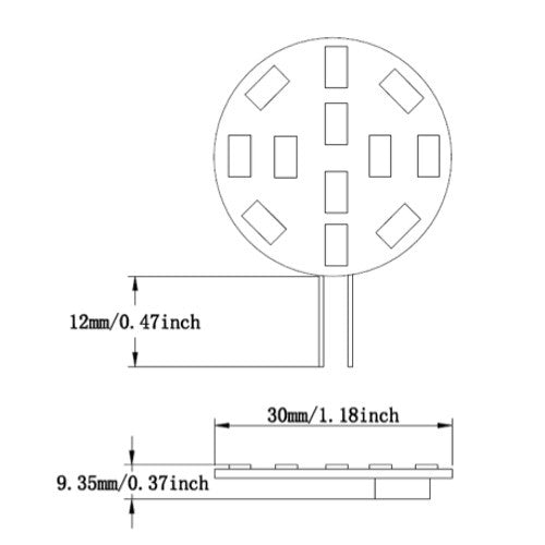 G4 12 LED Halogen Replacement Side Pins 10-30V DC