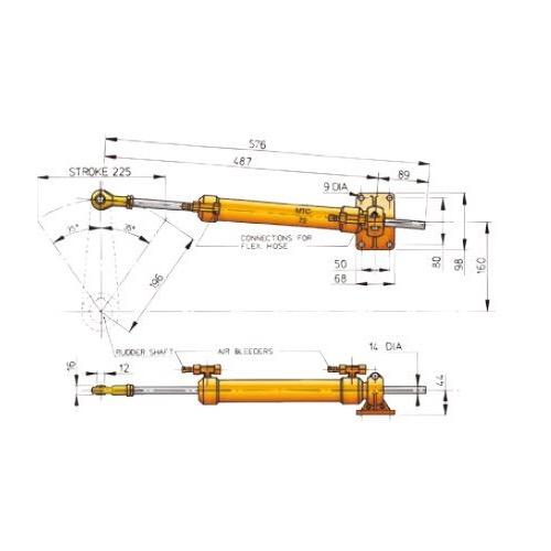 Cylinder Type MTC72 for 10mm Tubing (incl. 10mm connectors)