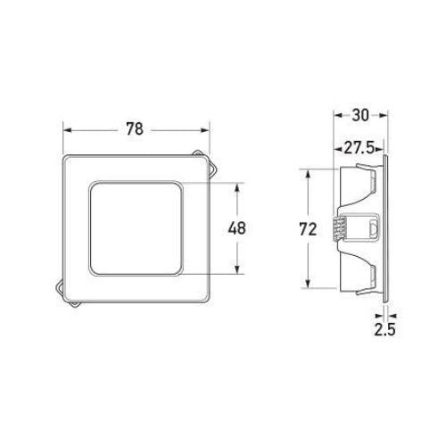 9-33V DC EuroLED 95 Gen 2 Square Downlight - Recess Mount w/ Spring Clip - Warm White/Blue