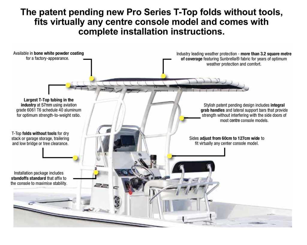 Pro Series T-Top - Anodised Frame - Black Canvas