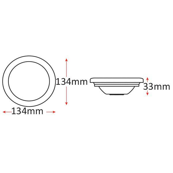 10-30V LED Trailer Light - 134mm Round Recessed