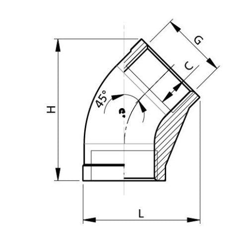 Female End Plug Elbow 45° AISI 316 Stainless Steel