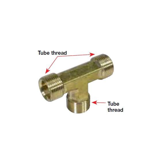 Tee Fitting - Brass - 3/8" tube thread