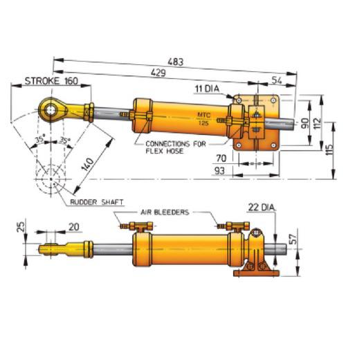 Cylinder Type MTC125 for 10mm Tubing (incl. 10mm connectors)