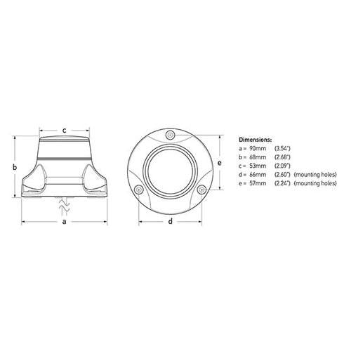 2NM NaviLED 360 PRO - All Round Red Navigation Lamp - Surface Mount, Black Base