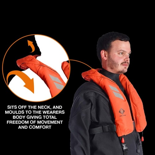 Seacrewsader 290N Solas 3D Lifejacket - Fire Retardant - Automatic, Harness With Hood