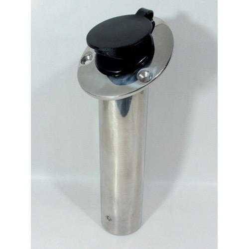 Medium Duty Flush Mount Rod Holder - Cast Stainless Steel With Cap - Deck Plate: 112 x 88mm