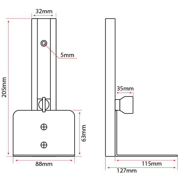 Transducer Bracket Adjustable (Straight or Right Angle)