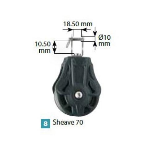 Ball Bearing Single Block Sheave Dia 70mm - Swivel w/ Clevis