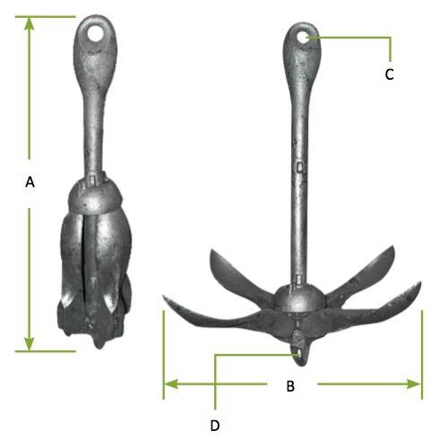 Galvanised Folding Grapnel Anchor